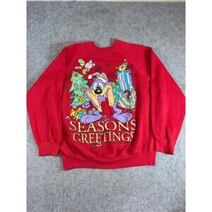 Vintage 90s Tiny Toon Dizzy Devil Seasons Greetings Sweatshirt Mens Large Red